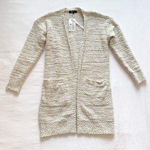 NWT Fuzzy White Cardigan with Pockets